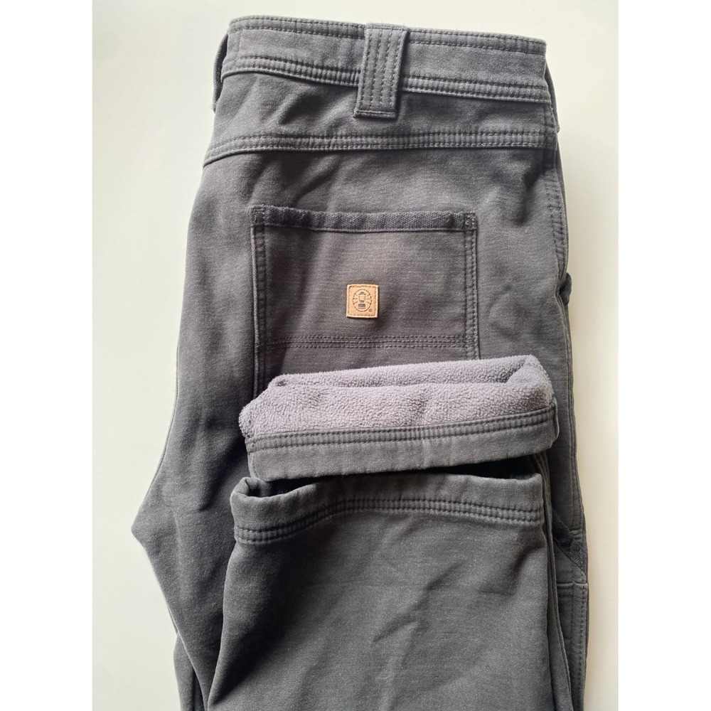 Coleman Men 34x30 Dark Grey Light Grey Fleece Lined Utility Pants Outdoor Hiking
